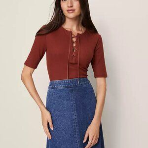 NWT Ann Taylor Weekend Collection Lace-Up Top